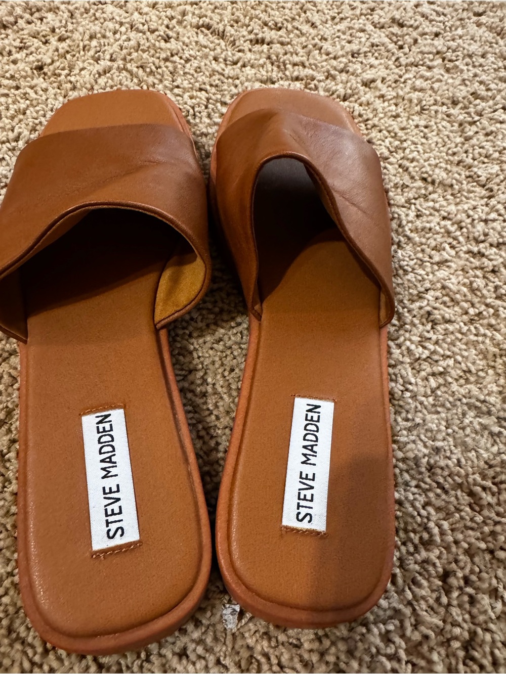 Steve Madden Tan Brown Slide Mules